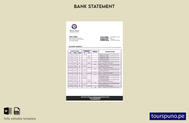 listo para imprimir plantilla de word   extracto bancario de Pakistán Meezan